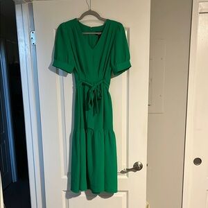 DKNY Green Midi Dress V-Neck